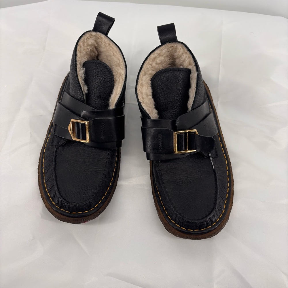 Chloe Black Ankle Boots with Gold Buckle
